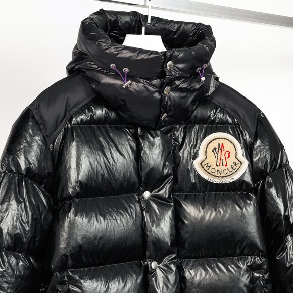 Moncler 8 Palm Angels Tim Black Shiny Logo-Patch Puffer - Picture 4 of 16